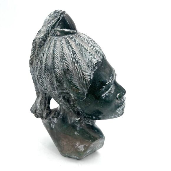 African Shona Girl Carved Verdite Statue Musikana by Reza Gladmore Zimbabwe - Picture 3 of 6